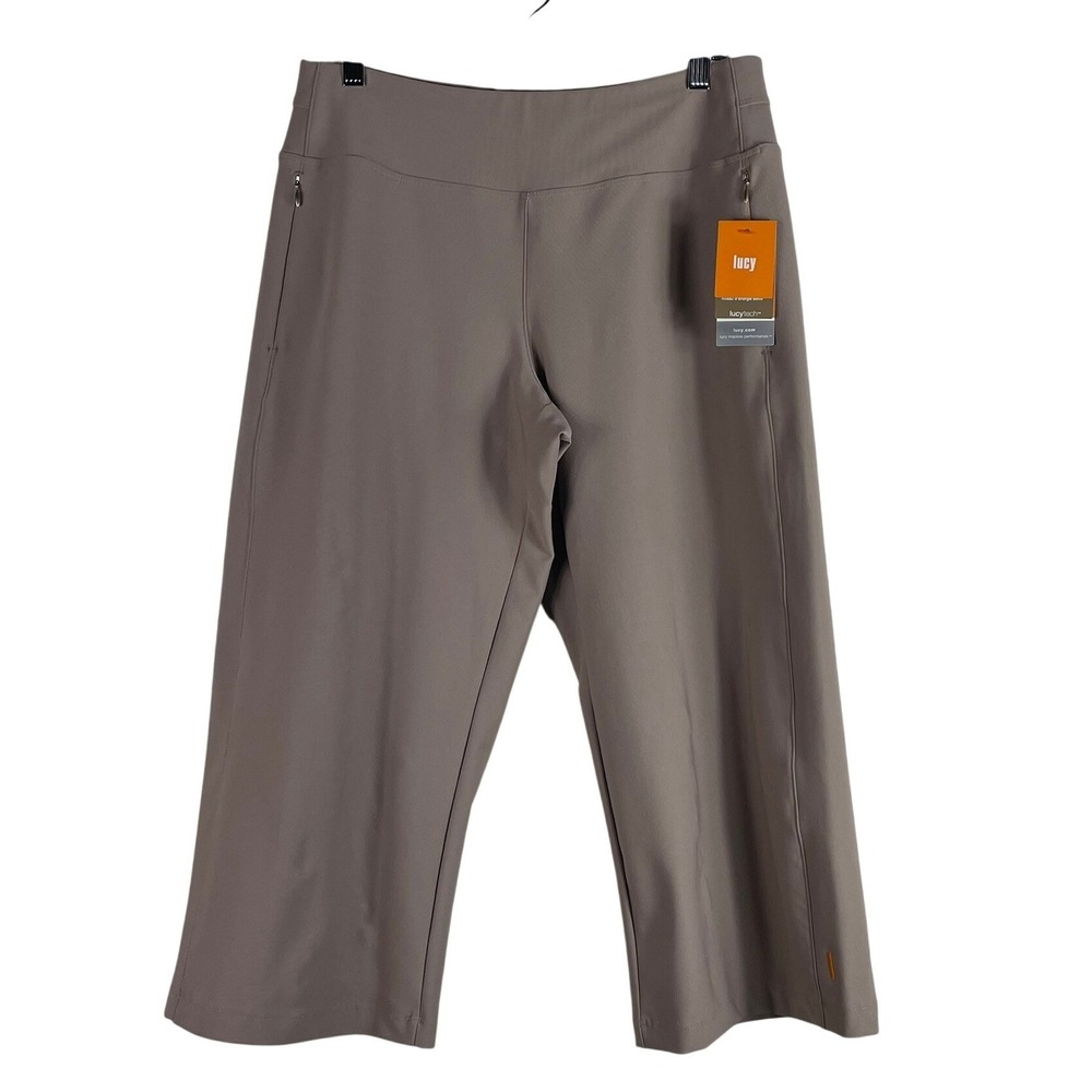 Lucy Everyday Capri II Pants NEW Women's Medium Taupe Activewear LU-2143371YF